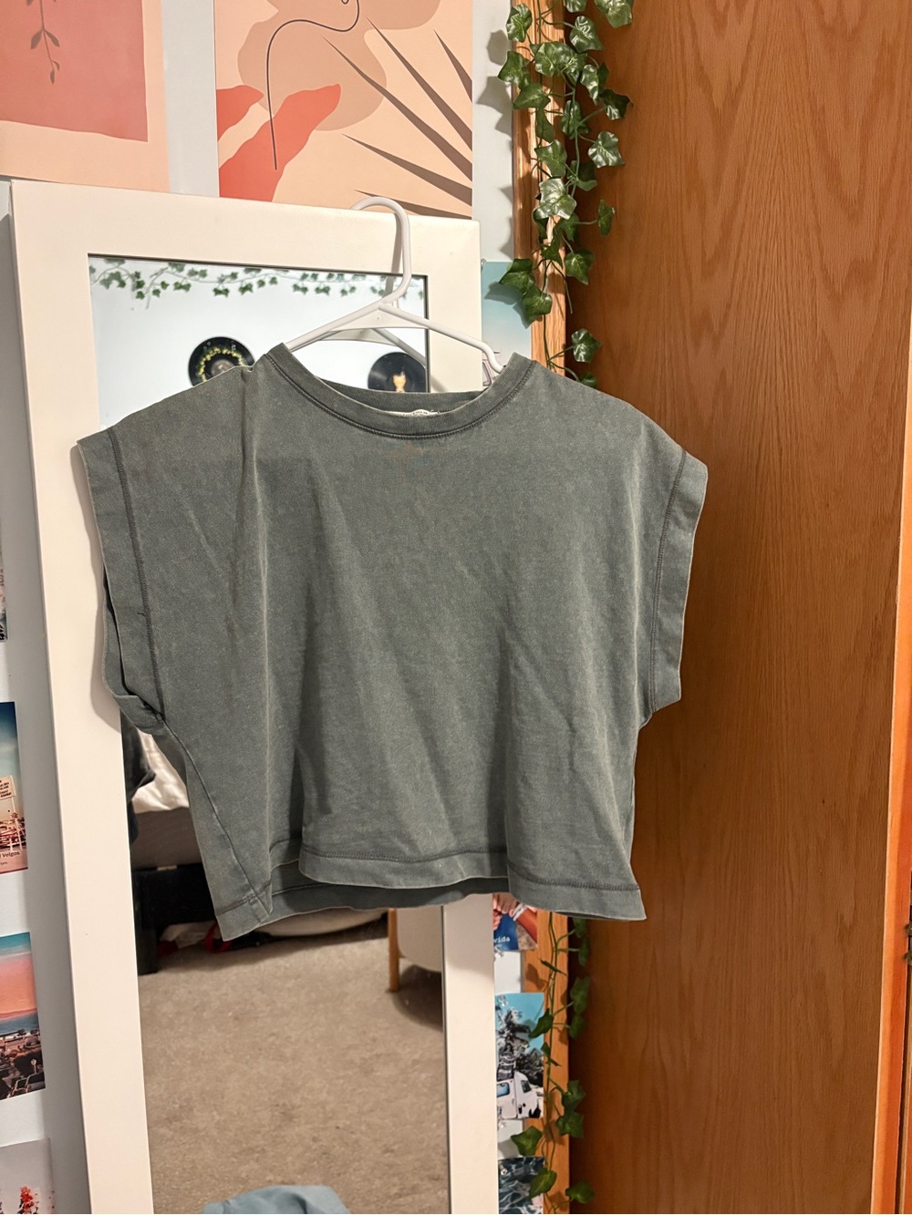 Zara acid gray Crewneck Tee #tank #top #gray